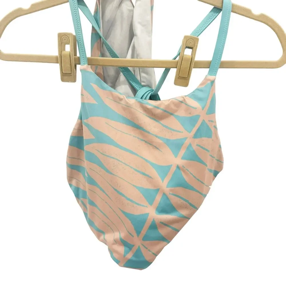 Patagonia Nanogrip Nireta Full-Coverage Bikini Set Blue Pink Size L NWOT
